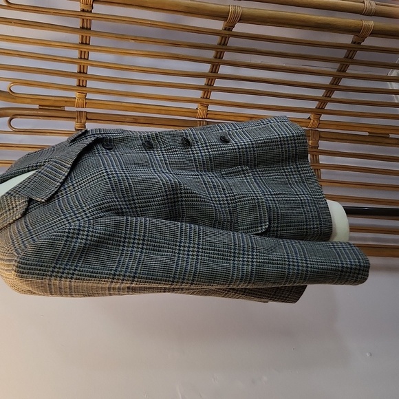 Talbots lambswool blazer green grey herringbone size 12P  blazer made in USA - Picture 7 of 13